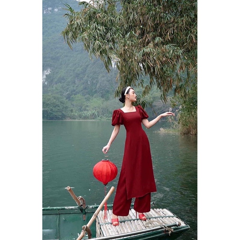 ÁO DÀI TAY BỒNG CỔ VUÔNG giá cạnh tranh