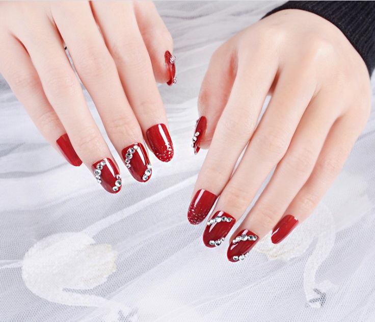 Móng tay giả nail thời trang đính đá - Bộ 12 móng - Móng giả Thương hiệu OEM | ALamDep.com