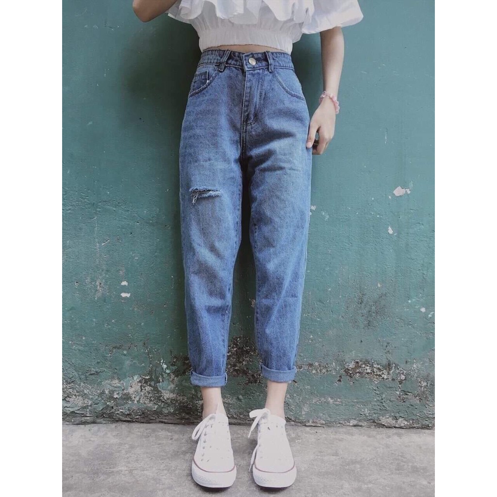 Quần Baggy Jeans Rách 1 Bên Siêu Hot | Shopee Việt Nam