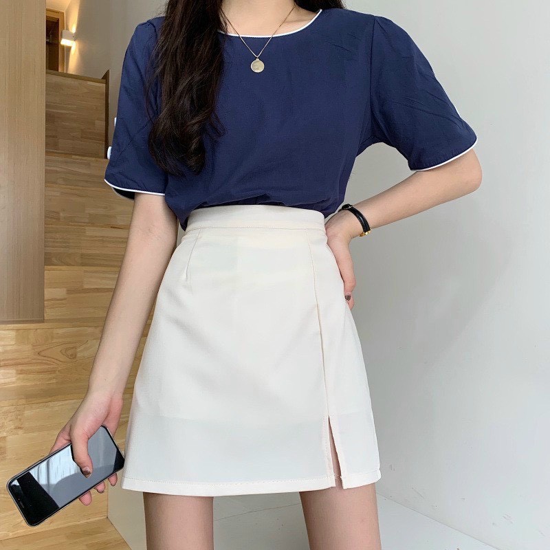 Chân váy chữ A cạp cao xẻ bên năng động | Shopee Việt Nam