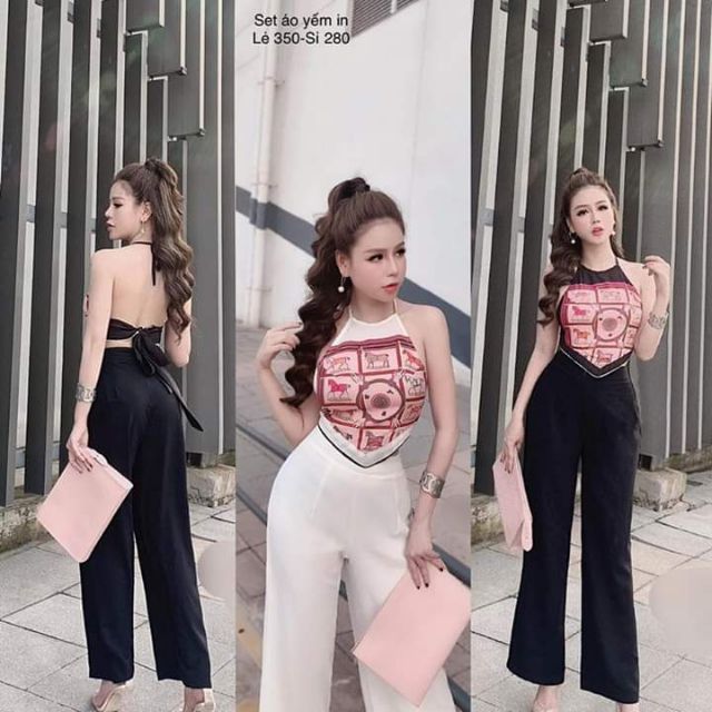 SET QUẦN ỐNG RỘNG &amp; ÁO YẾM | Shopee Việt Nam