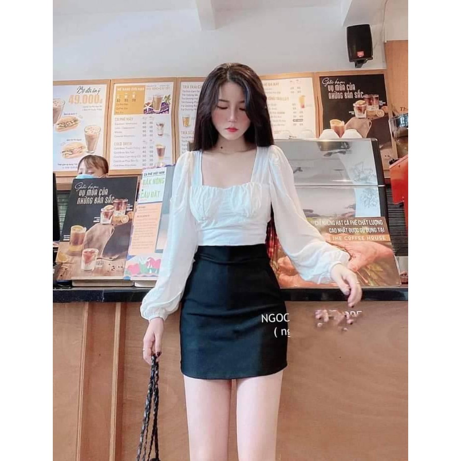 Set Áo Kiểu Cổ Vuông + Chân Váy Chữ A | Shopee Việt Nam