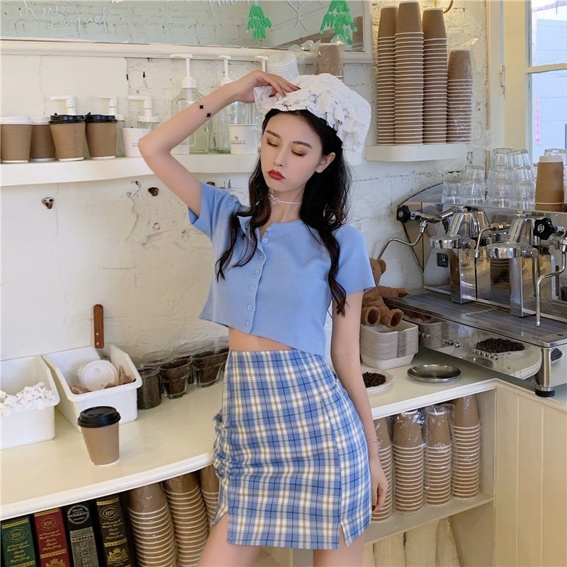 CHÂN VÁY CHỮ A KẺ CARO XANH ĐỎ VÀNG KHÓA KÉO CHUN SAU - CHÂN VÁY KẺ CARO ULZZANG | Shopee Việt Nam