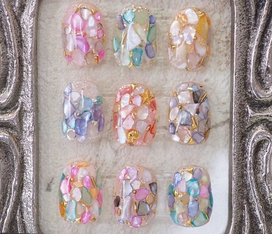 mẫu nail xà cừ đẹp nhiều màu
