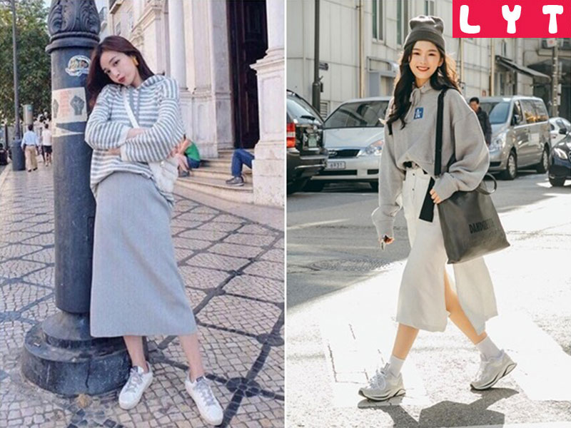 Top 5 cách mix áo hoodie với chân váy chất phát ngất