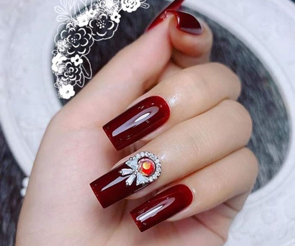 Nail thạch đỏ cute