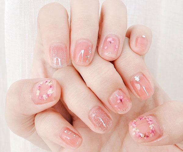 Nail thạch hồng cute