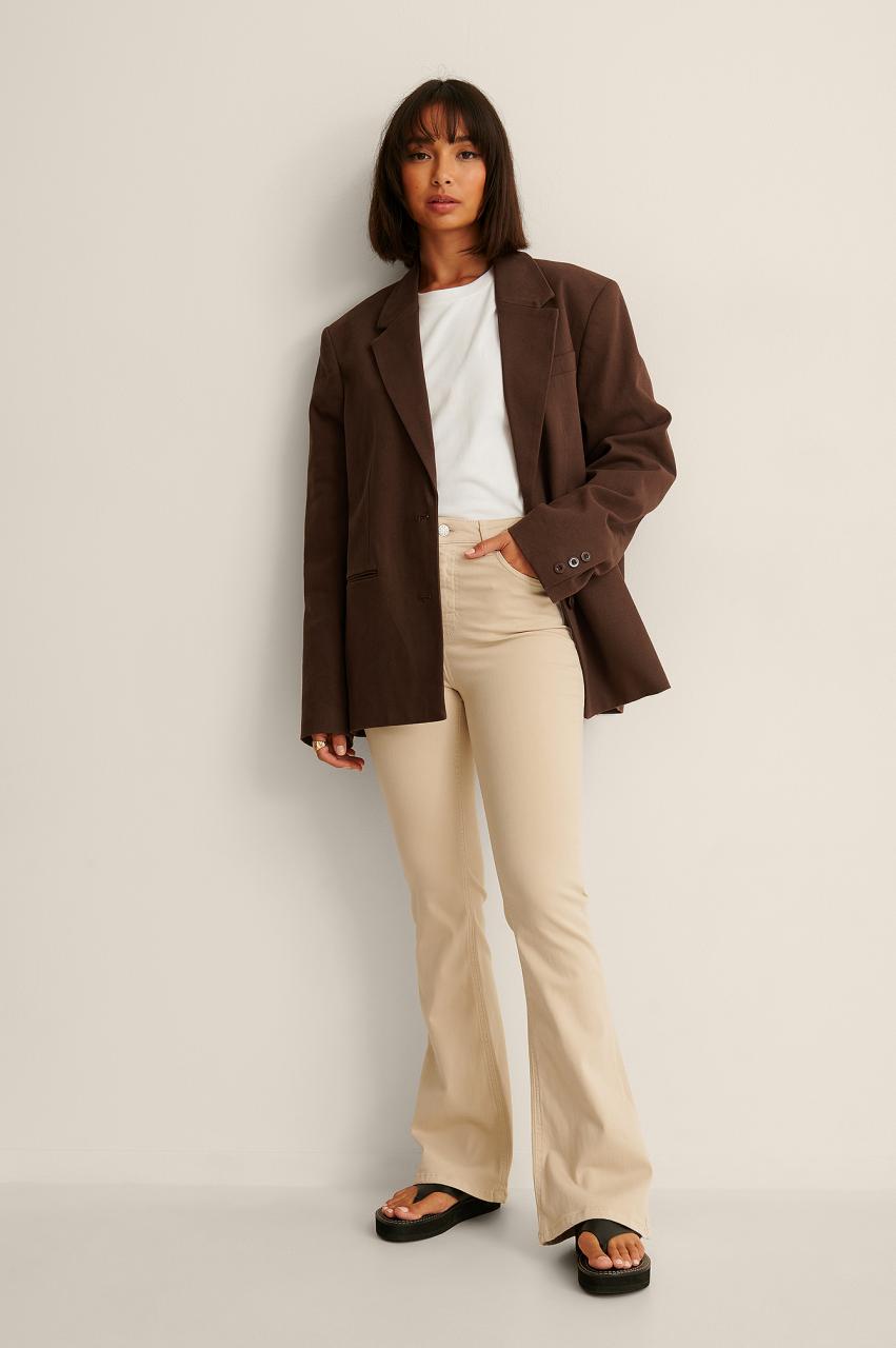 Bootcut High Waist Skinny Jeans Beige | na-kd.com