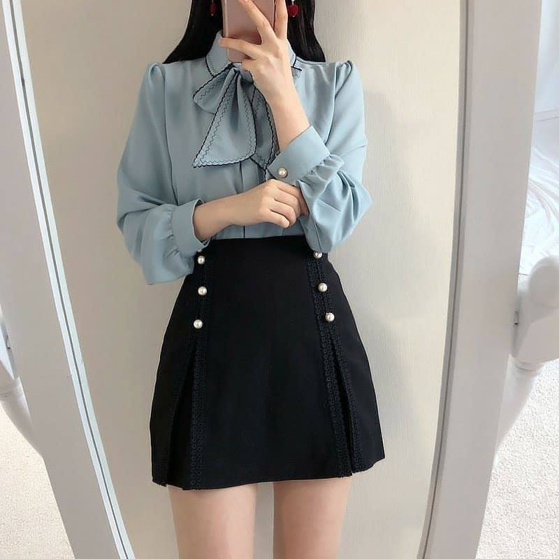 Những mẫu áo sơ mi mặc với chân váy chữ A thanh lịch cho bạn gái | KILEE