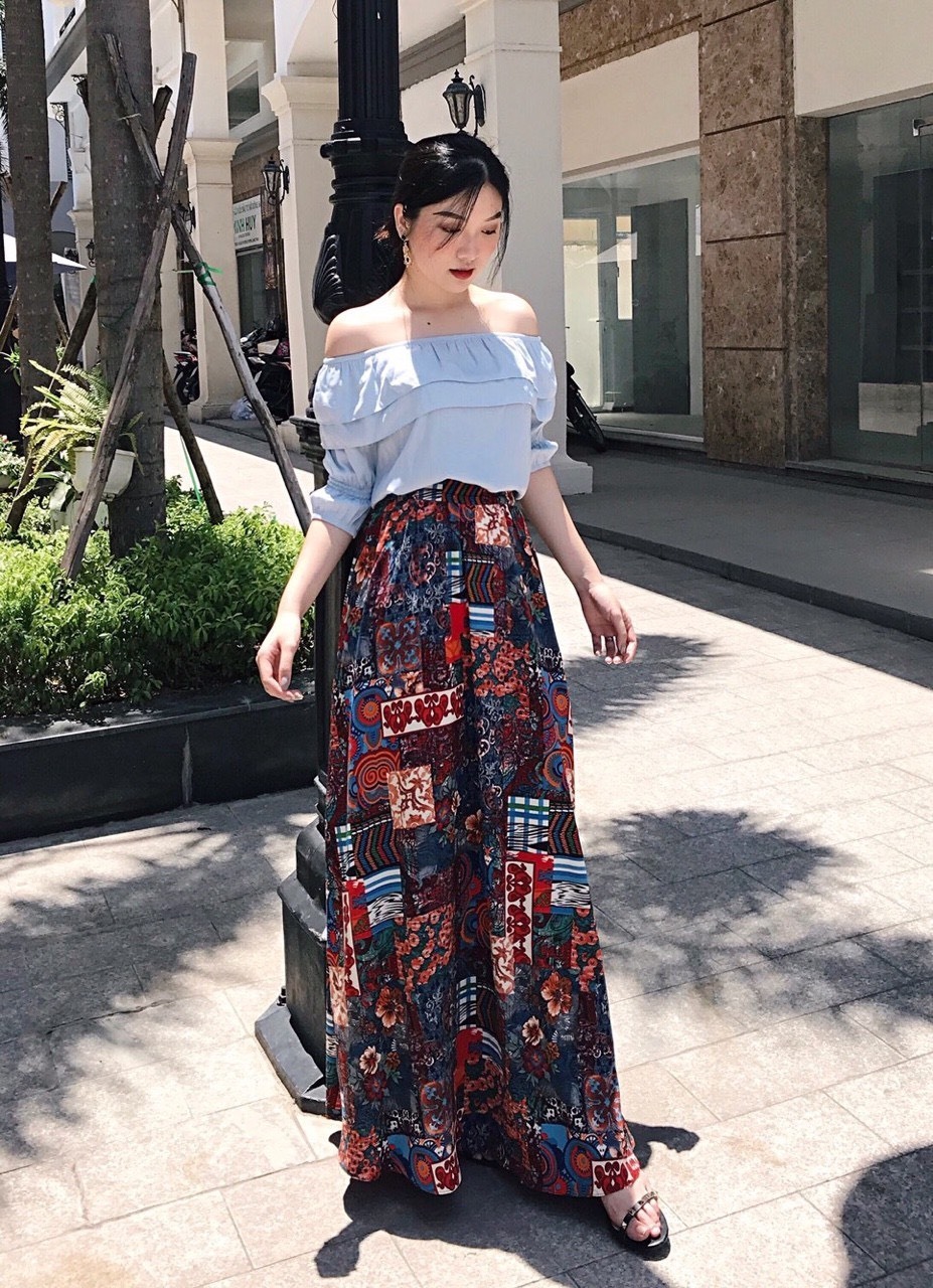 Set Áo Trễ Vai Và Chân Váy Dài Quyến Rũ | Set đồ đẹp - Jumpsuit