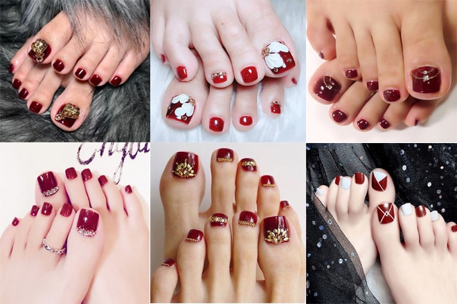 7 sơn móng chân màu đỏ mận siêu đẹp, giúp nàng tôn da