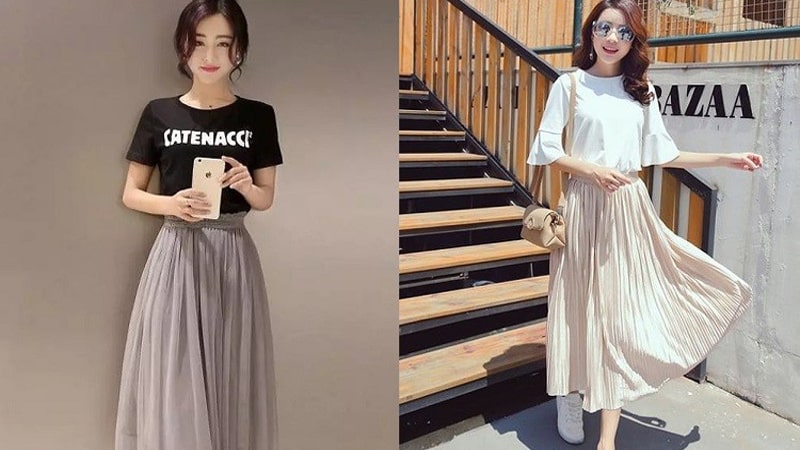 Tips phối đồ với chân váy xếp ly, chị em diện mùa nào cũng xinh