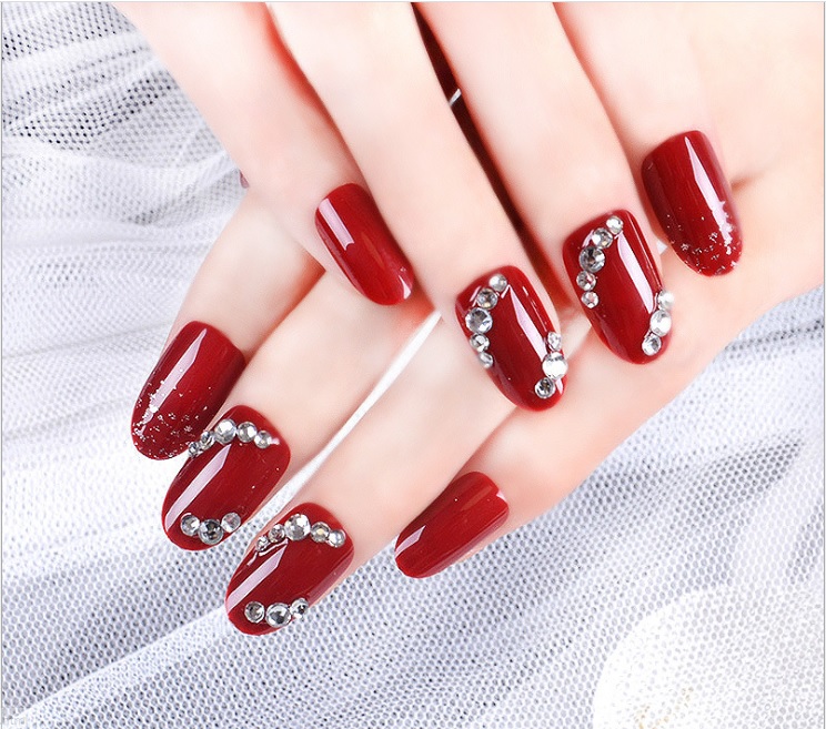 Móng tay giả nail thời trang đính đá - Bộ 12 móng | 4love | Tiki