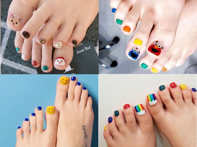 4 kiểu móng chân vẽ hình dễ thương