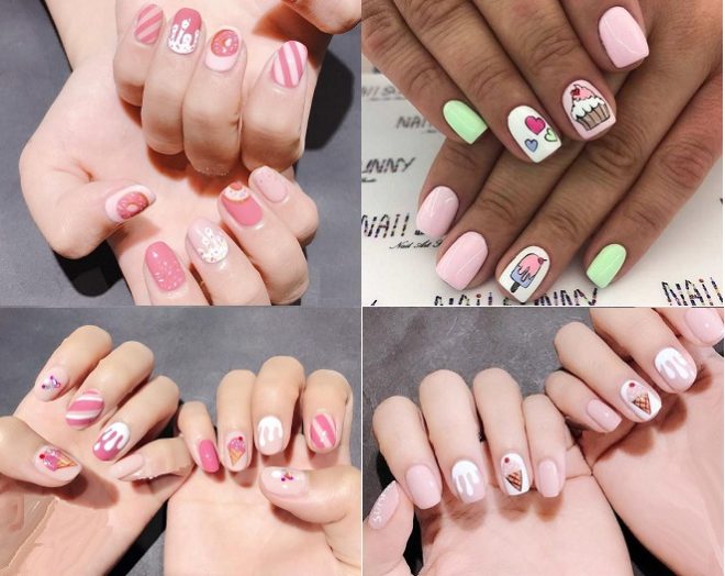 4 kiểu móng tay vẽ hình bánh kẹo
