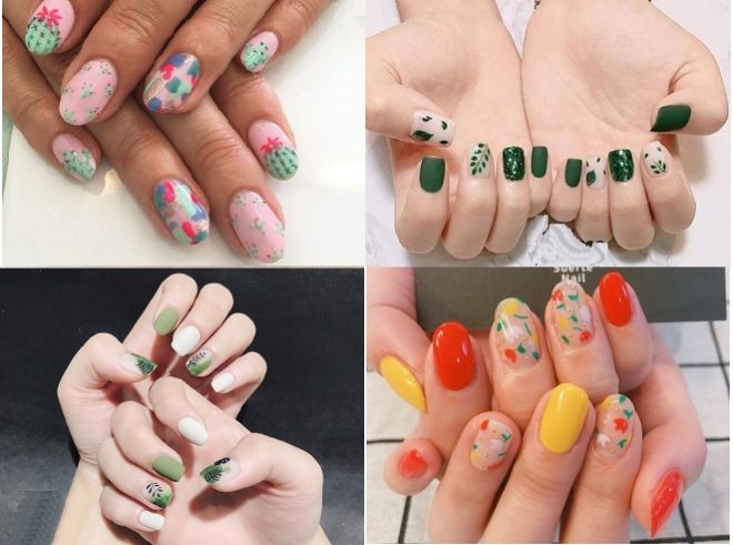 4 kiểu móng tay vẽ hình hoa cỏ