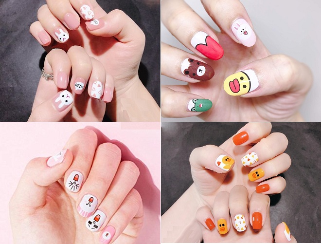 4 kiểu móng tay vẽ hoạt hình đẹp