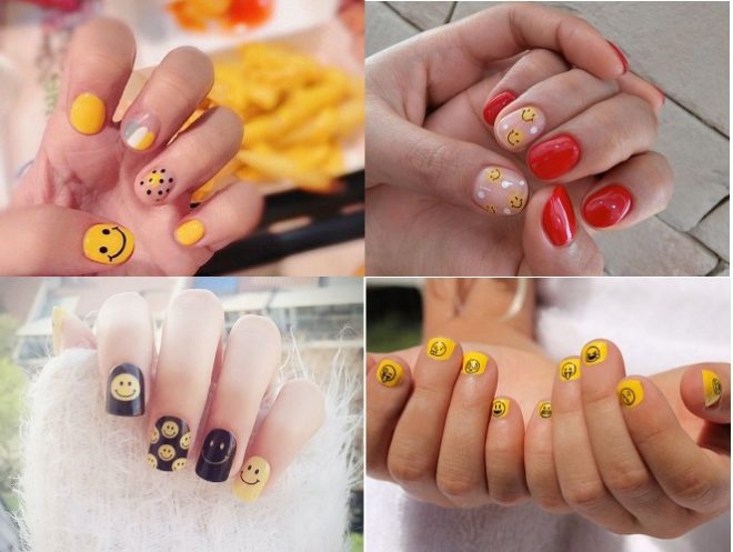 4 kiểu móng tay vẽ mặt cười