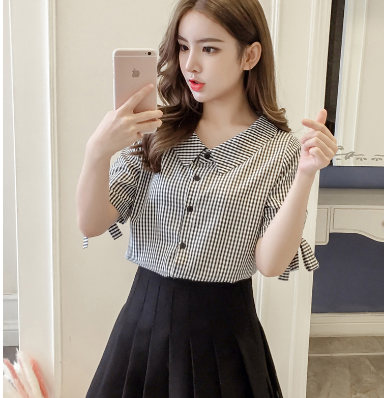 kiểu áo sơ mi nữ cổ lá sen đẹp