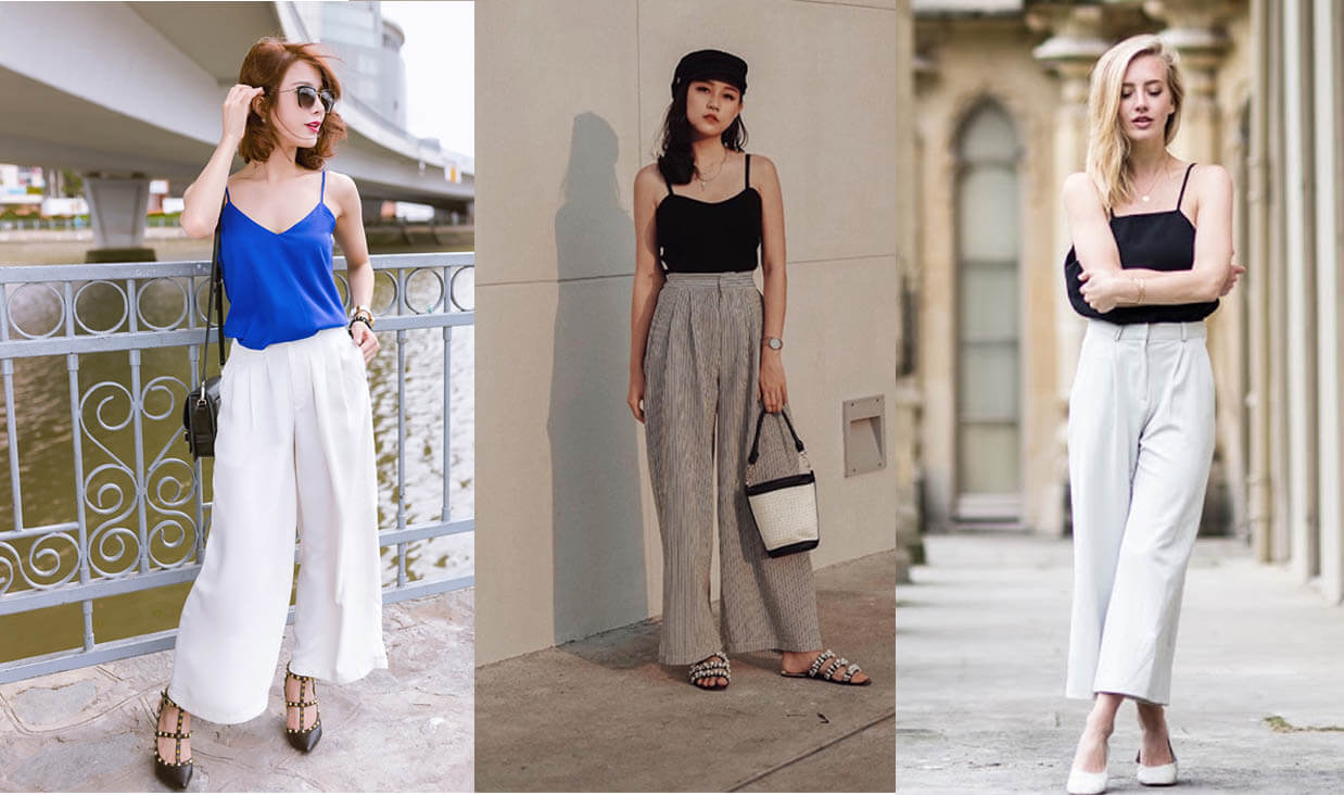 2022 | Top 13 cách phối đồ với Quần ống rộng Nữ | Quần Culottes đẹp