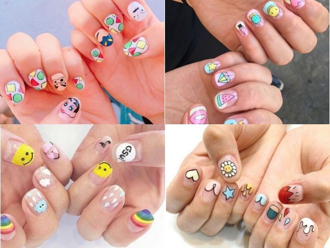 các mẫu nail đơn giản vẽ hình dễ thương