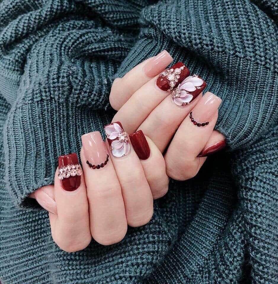 các mẫu nail vẽ hoa đẹp