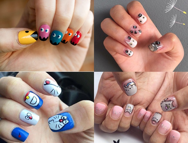các mẫu nail vẽ hoạt hình đơn giản dễ thương