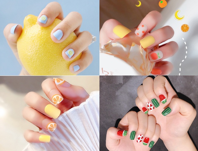 các mẫu nail vẽ trái cây đơn giản dễ thương