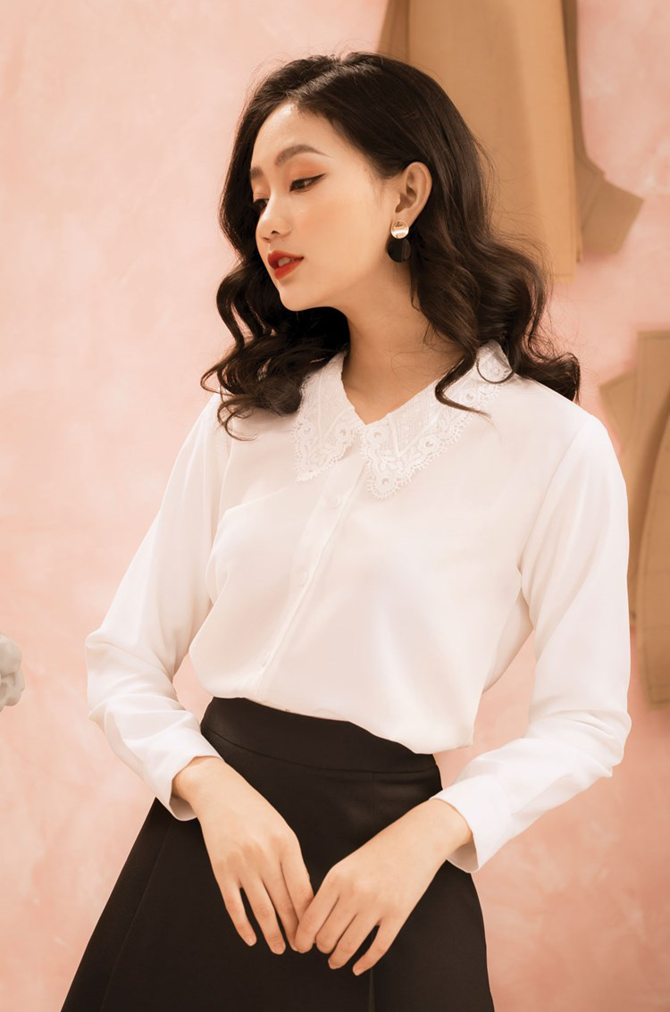 Cổ áo lá sen đẹp