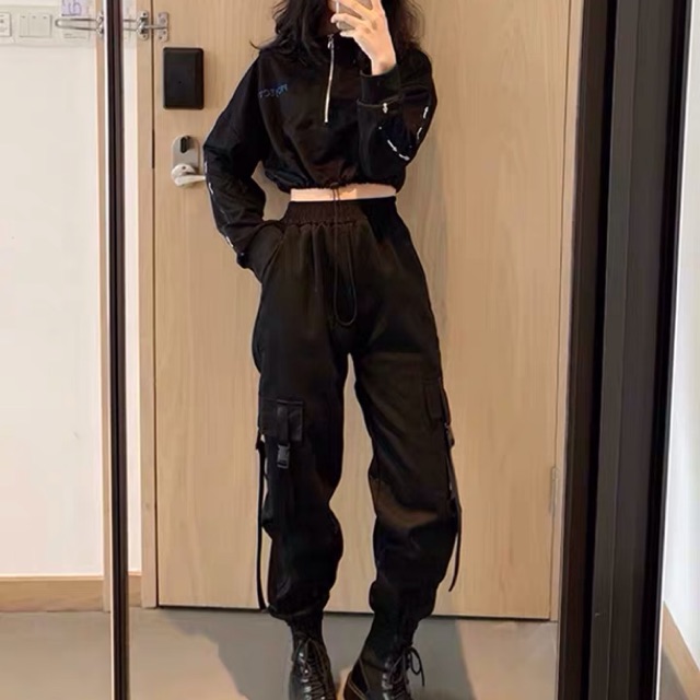 Sẵn M L) Bộ đồ đen cá tính phong cách Hiphop- dancer _ có ảnh feedback | Shopee Việt Nam