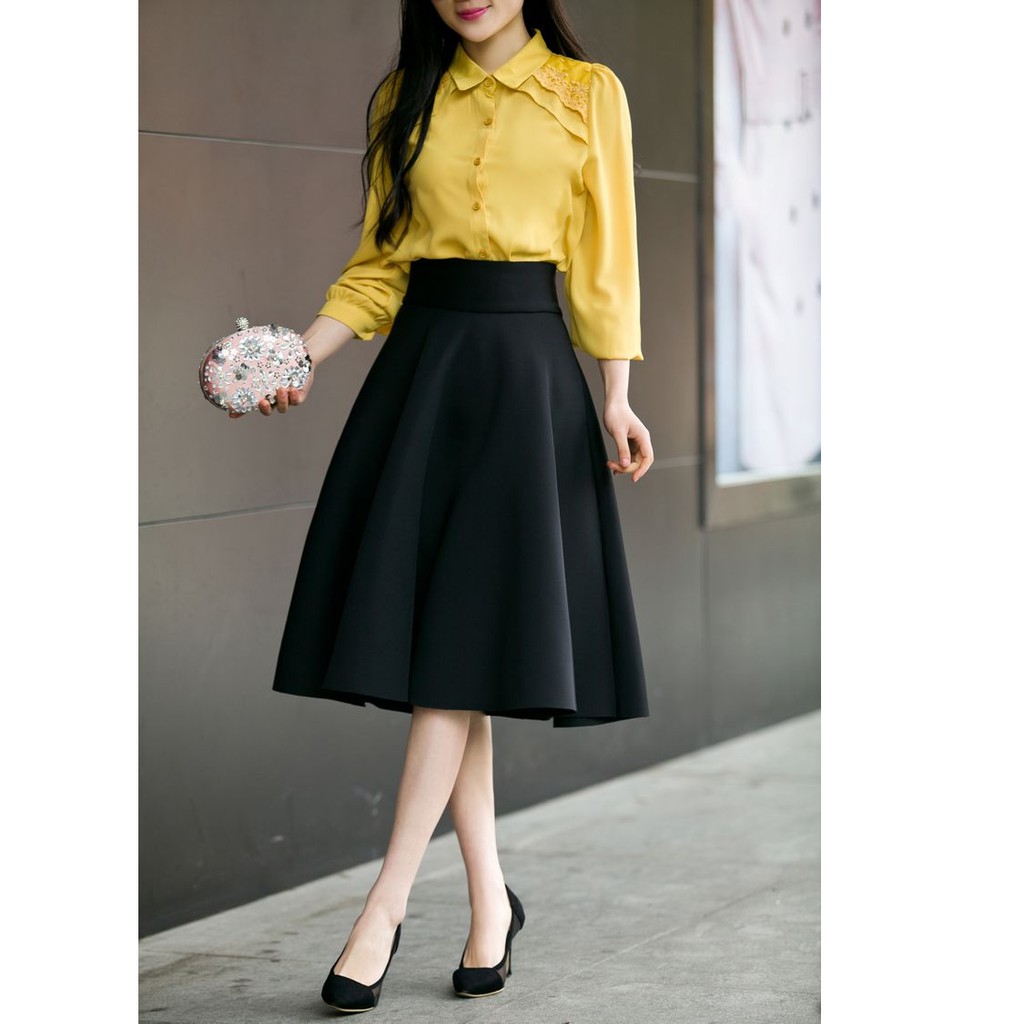 Chân váy xòe dài đến đầu gối | Shopee Việt Nam
