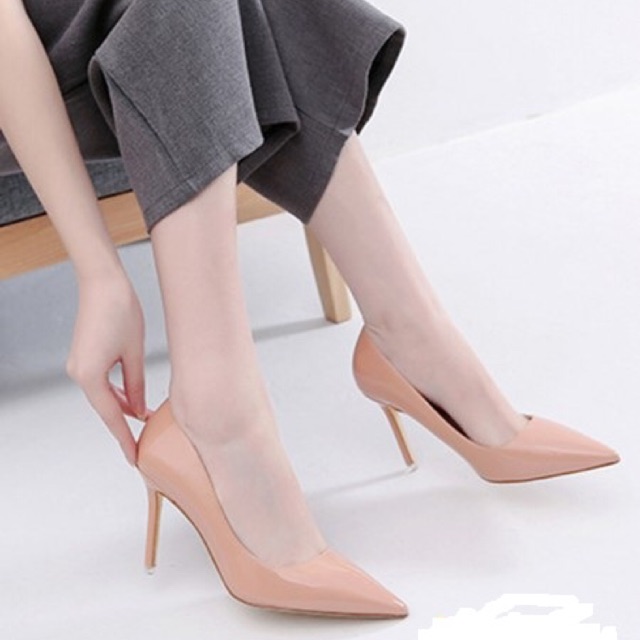 Giày cao gót da bóng 7p gót nhọn đế đỏ hàng cao cấp Full box | Shopee Việt Nam