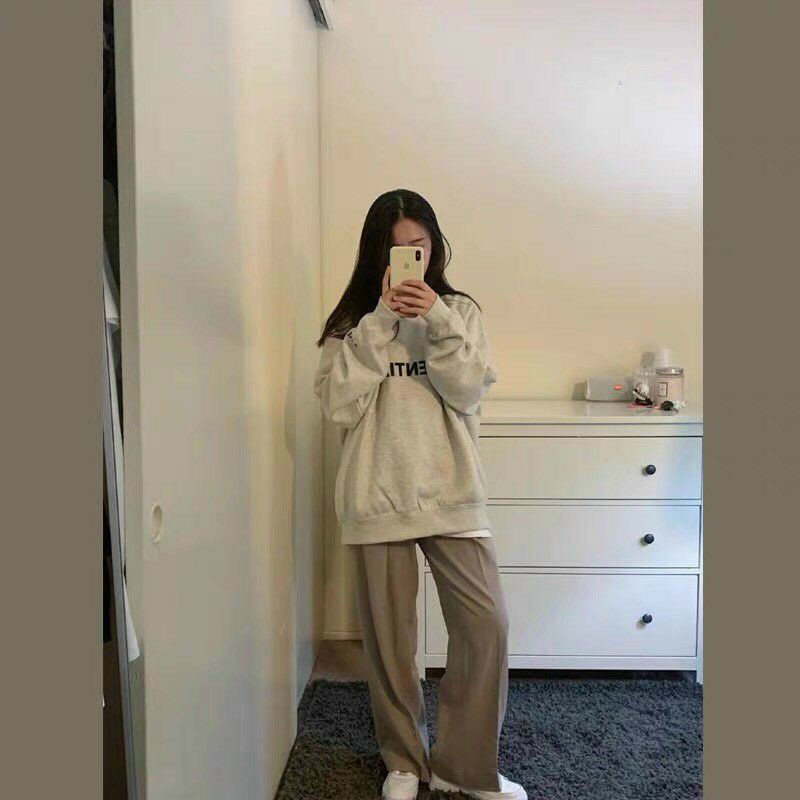 SET ÁO SWEATER + QUẦN ỐNG SUÔNG LƯNG THUN | Shopee Việt Nam