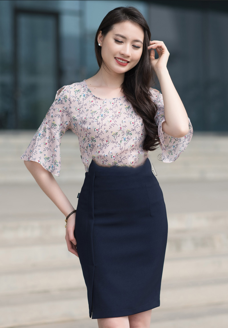 Kiểu cổ tròn áo voan đẹp nhất