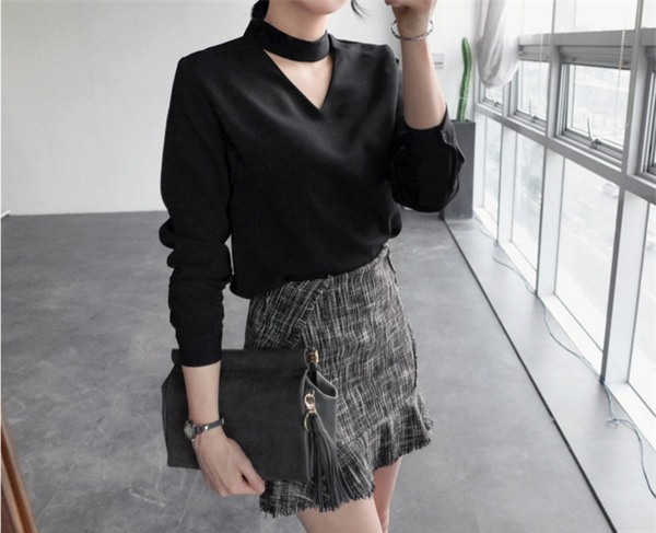 các kiểu cổ áo sơ mi đẹp cổ choker