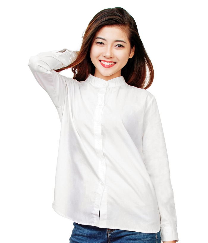 các kiểu cổ áo sơ mi nữ đẹp cổ trụ