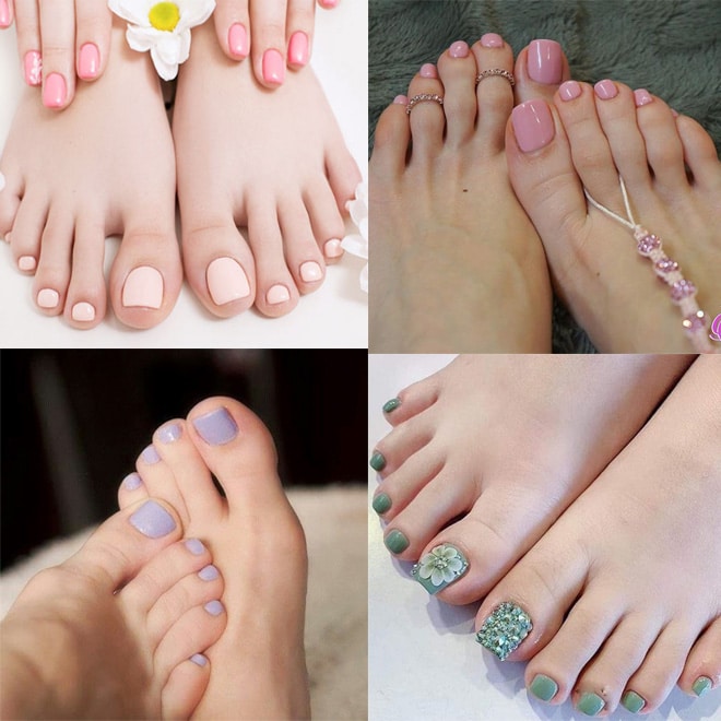 Màu móng chân đẹp cho da ngâm như pastel