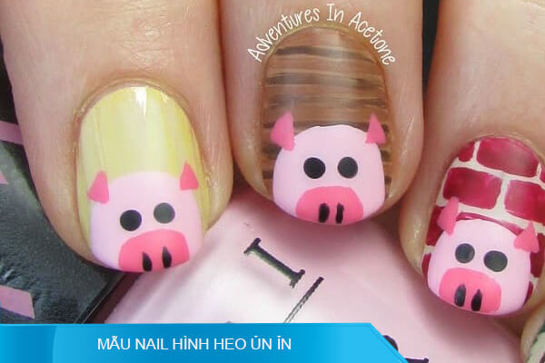 mẫu nail hình heo ủn ỉn