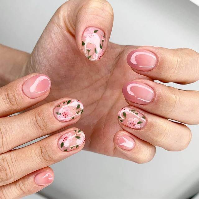 mẫu nail vẽ hoa đẹp