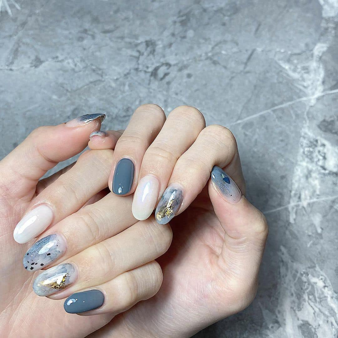 Mẫu nail màu xanh dương nhạt đẹp
