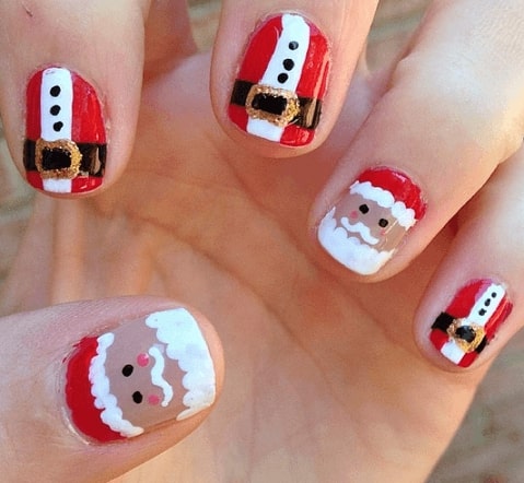 Mẫu vẽ móng tay Giáng Sinh với ông già Noel