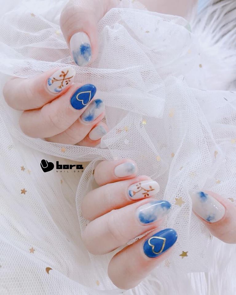 Mẫu nail xanh dương nhạt đẹp nhất