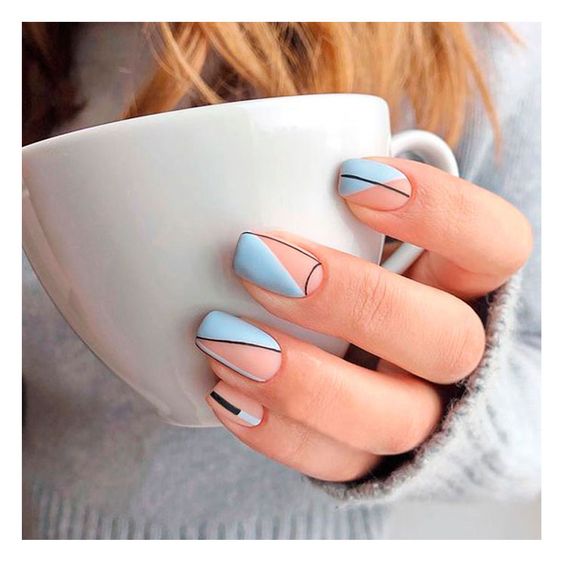 Màu nail xanh hồng cute