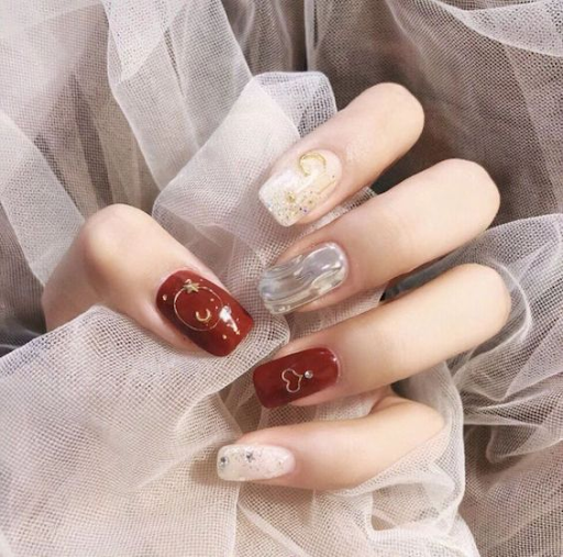 Mẫu trang trí charm nail sơn thạch