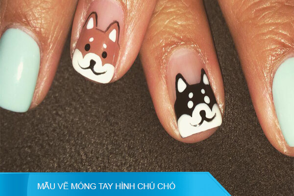 mẫu vẽ móng tay hình chú chó