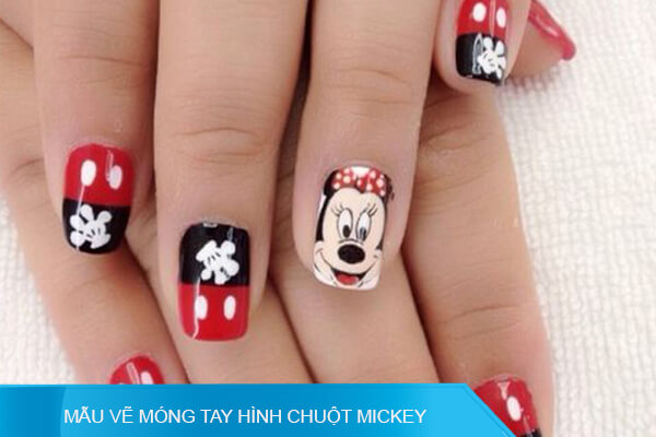 mẫu vẽ móng tay hình chuột mickey