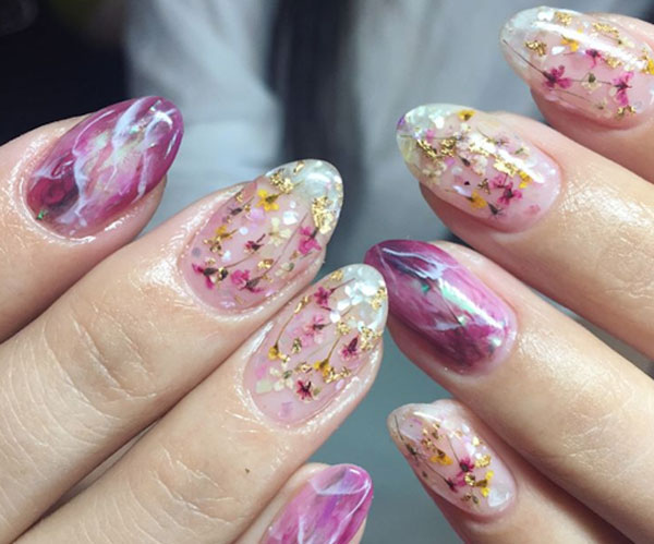 nail ẩn hoa khô mùa xuân 