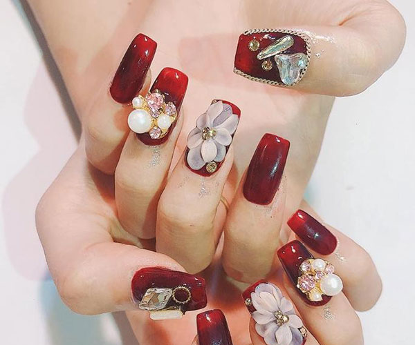 nail ẩn hoa khô sơn thạch đẹp