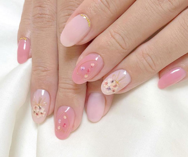 nail ẩn hoa khô xà cừ cute