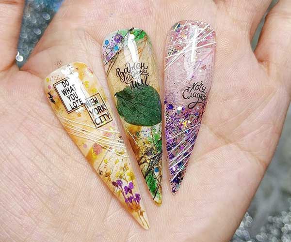 nail ẩn hoa khô xà cừ độc đáo